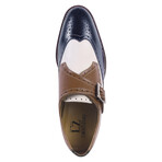 Stephen // Leather Brogue Monkstraps // Navy + Cream (US: 7)