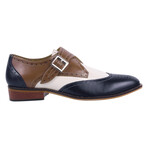 Stephen // Leather Brogue Monkstraps // Navy + Cream (US: 7)