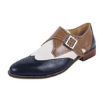 Stephen // Leather Brogue Monkstraps // Navy + Cream (US: 7)