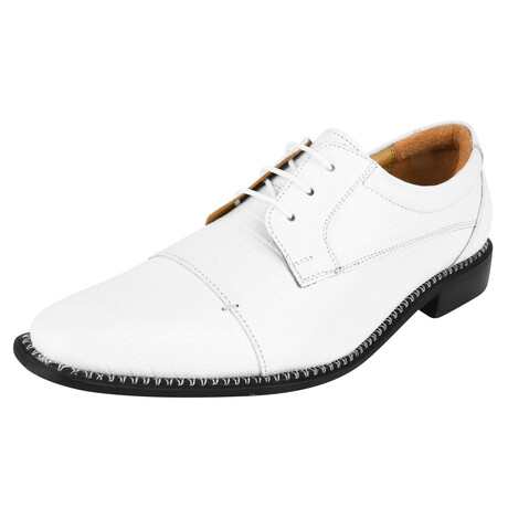 Jostin // Leather Lizard Print Oxford // White (US: 7)