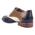 Stephen // Leather Brogue Monkstraps // Navy + Cream (US: 7)