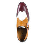 Stephen // Leather Brogue Monkstraps // Burgundy + Cream (US: 10)