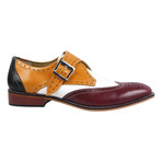 Stephen // Leather Brogue Monkstraps // Burgundy + Cream (US: 10)