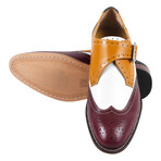 Stephen // Leather Brogue Monkstraps // Burgundy + Cream (US: 10)