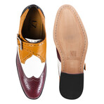 Stephen // Leather Brogue Monkstraps // Burgundy + Cream (US: 10)
