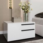 Carter Nightstand in White High Gloss // Set of 2