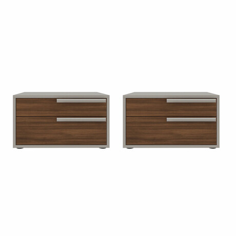 Carter Nightstand in Walnut-Taupe // Set of 2