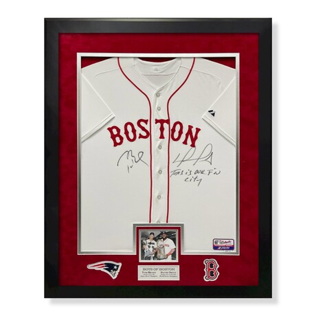 Tom Brady & David Ortiz // Signed Jersey + Inscr. + Framed