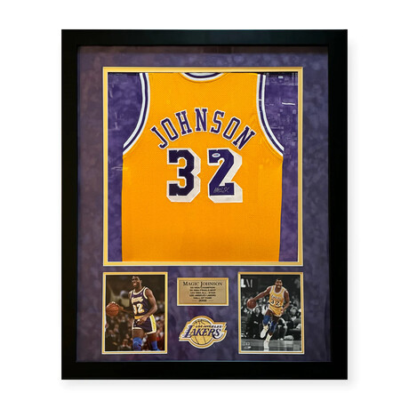 Magic Johnson // LA Lakers // Signed Yellow Jersey + Framed