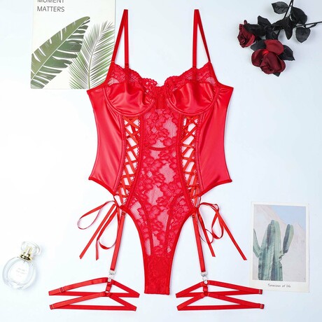 Sultry Siren Strappy Bodysuit // Red (S)