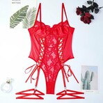 Sultry Siren Strappy Bodysuit // Red (M)