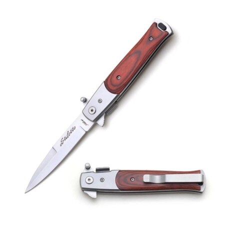 Spring Assisted Knife // Stiletto Style // Plain (Black)