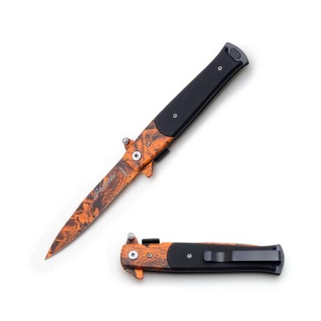 Spring Assisted Knife // Stiletto Style // Camo (Red)