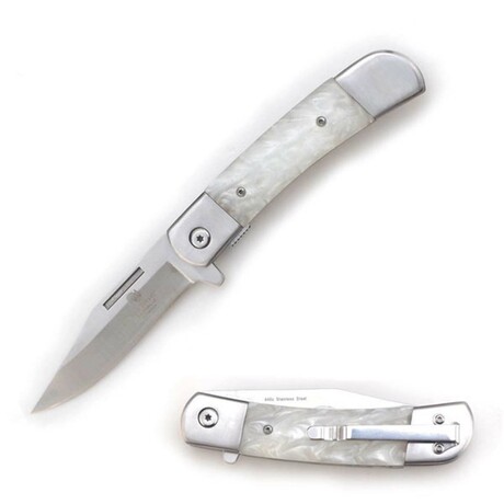 Spring Assisted Knife // Drop Point // Wood (Light Brown)