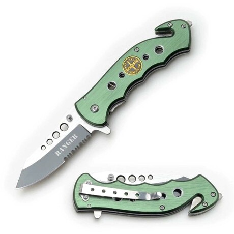 Tactical Rescue Style Spring Assist Knife (Green)