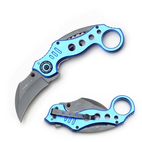 Tactical Spring Assisted Karambit Knife // Blue