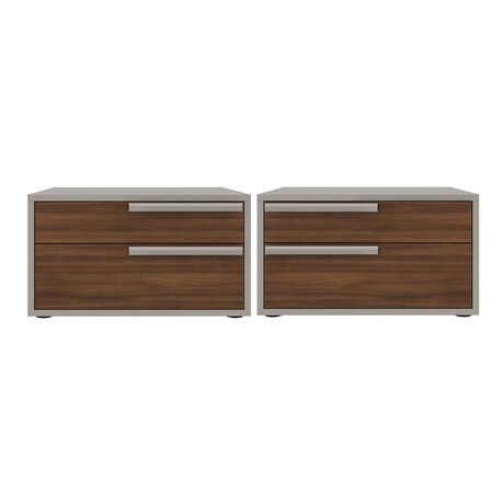 Carter Nightstand in Walnut-Taupe // Set of 2
