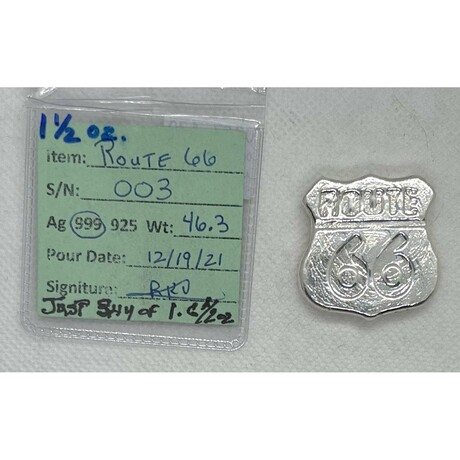 ROUTE 66 - 1.5 TROY OUNCES - SILVER HIGHWAY SIGN