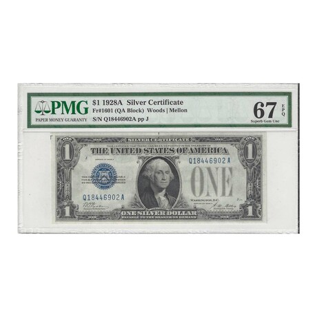 1928 A $ 1 Silver Certificate PMG 67 front # 902