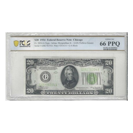 1934 $ 20 Federal Reserve Chicago - ONLY ONE NOTE GRADED HIGHER - # 354