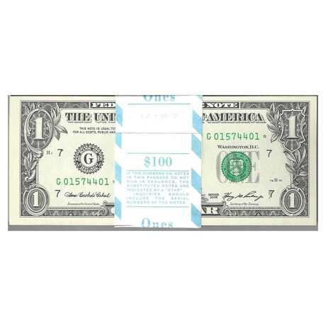 2006 $ 1 Federal Reserve Pack with Fancy Serial Number # 4444