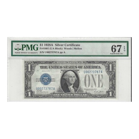 1928 A $ 1 Silver Certificate PMG 67 front # 787