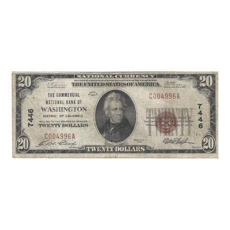 1929 $ 20 Commercial National Bank of Washington DC # 996