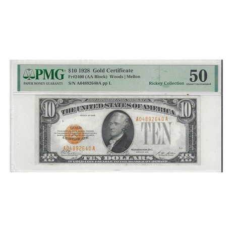 1928 $ 10 Gold Certificate PMG 50 # 640