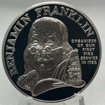 1992 P Ben Franklin Firefighters Silver Medal Proof Deep Cameo
