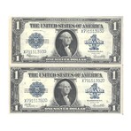1923 $ 1 Silver Certificate Changeover Pair front # 392 - 393