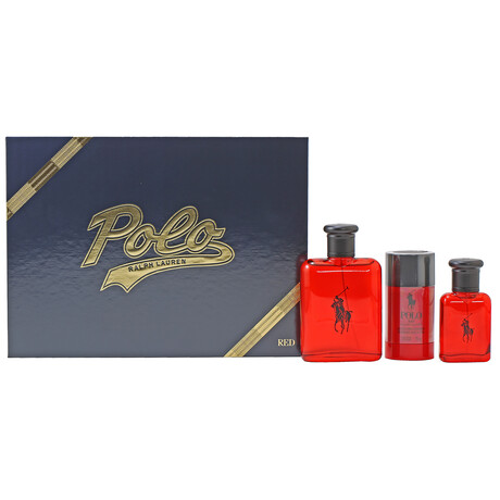 Men's Fragrance //  Ralph Lauren // Polo Red Set // 4.2 oz EDT Spray, 1.4 oz EDT Spray, 2.6 oz Deodorant