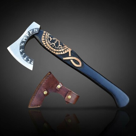 Hand-Carved Viking Rune Axe