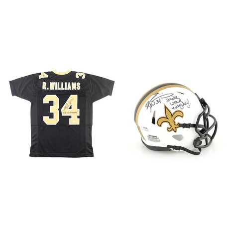 Ricky Williams // New Orleans Saints // Signed Jersey & Speed Mini Helmet