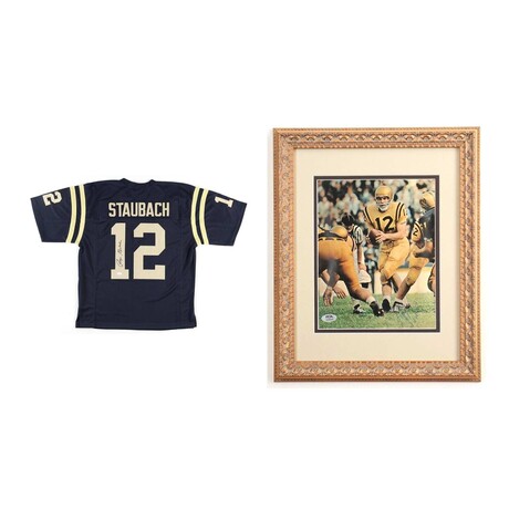 Roger Staubach // Navy Midshipman // Signed Jersey & Custom Framed Photo