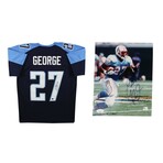 Eddie George // Signed Tennessee Titans Jersey & Houston Oilers Photo
