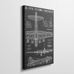 B-17 Vintage Bomber Airplane | Black by Action Blueprints (26"H x 18"W x 1.5"D)