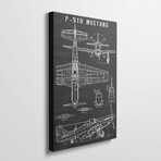P-51 Mustang Vintage Airplane | Black by Action Blueprints (26"H x 18"W x 1.5"D)