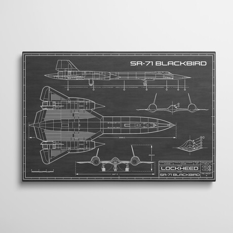 SR-71 Blackbird Spy Plane | Black by Action Blueprints (18"H x 26"W x 1.5"D)