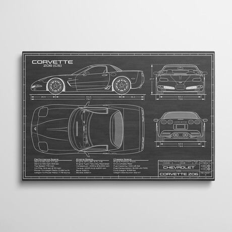 Corvette (C5) Z06 Black by Action Blueprints (18"H x 26"W x 1.5"D)