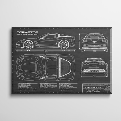 Corvette (C6) Grand Sport Black by Action Blueprints (18"H x 26"W x 1.5"D)