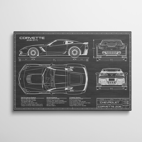 Corvette (C7) Z06 Black by Action Blueprints (18"H x 26"W x 1.5"D)