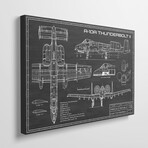 Black Sketch A-10 Thunderbolt II [Warthog] Airplane by Action Blueprints (18"H x 26"W x 1.5"D)