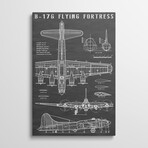 B-17 Vintage Bomber Airplane | Black by Action Blueprints (26"H x 18"W x 1.5"D)