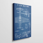 P-51 Mustang Vintage Airplane Blueprint by Action Blueprints (26"H x 18"W x 1.5"D)