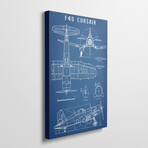 F4U Corsair Vintage Navy Airplane Blueprint by Action Blueprints (26"H x 18"W x 1.5"D)