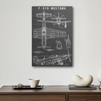 P-51 Mustang Vintage Airplane | Black by Action Blueprints (26"H x 18"W x 1.5"D)