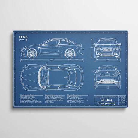 BMW M2 (F87) Blueprint by Action Blueprints (18"H x 26"W x 1.5"D)
