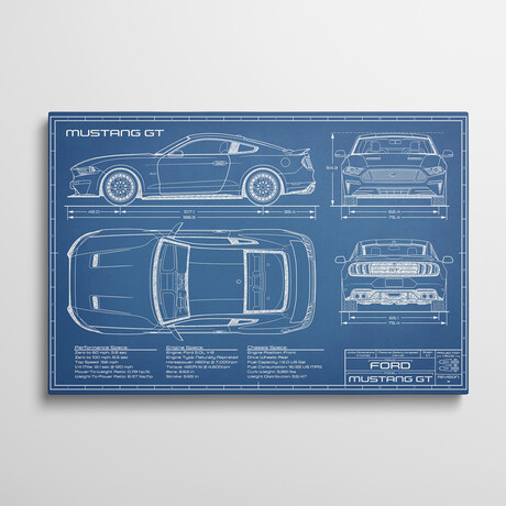 Mustang GT (2018-2020) Blueprint by Action Blueprints (18"H x 26"W x 1.5"D)