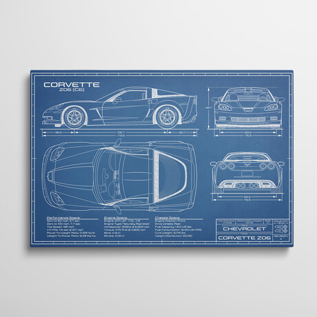 Corvette (C6) Z06 Blueprint by Action Blueprints (18"H x 26"W x 1.5"D)