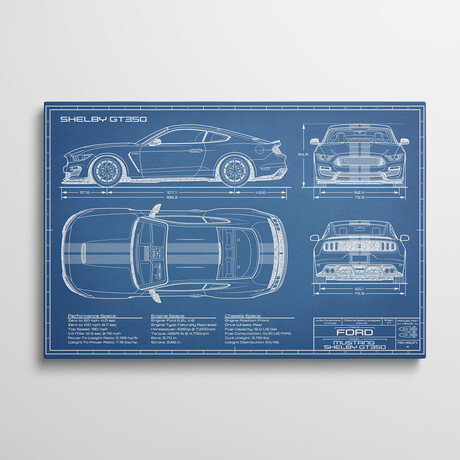 Shelby GT350 (2015-2019) Blueprint by Action Blueprints (18"H x 26"W x 1.5"D)